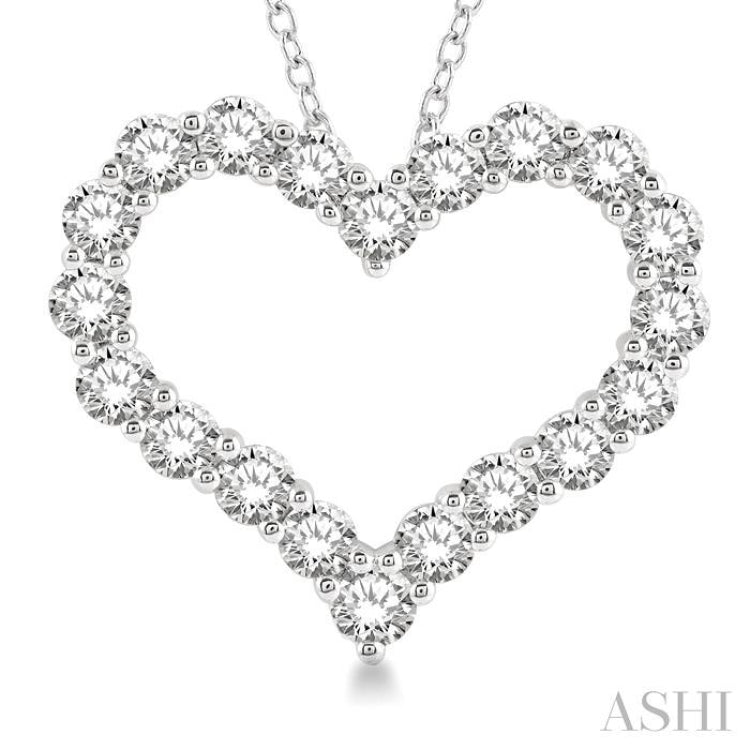 3 Ctw Heart Shape Round Cut Diamond Pendant With Chain in 14K White Gold