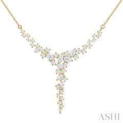 1 Ctw Waterfall Mixed Cut Diamond Scatter Necklace in 14K Yellow Gold