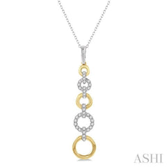1/4 Ctw Round Cut Diamond Two Tone Ringlet Link Pendant With Chain in 14K White and Yellow Gold