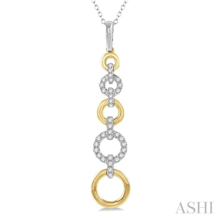1/4 Ctw Round Cut Diamond Two Tone Ringlet Link Pendant With Chain in 14K White and Yellow Gold