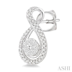 1/2 Ctw Lovebright Round Cut Diamond Earrings in 14K White Gold