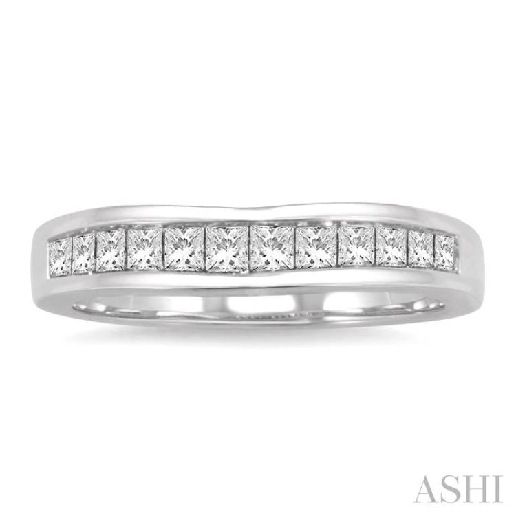 1/2 Ctw Princess Cut Diamond Matching Wedding Band in 14K White Gold