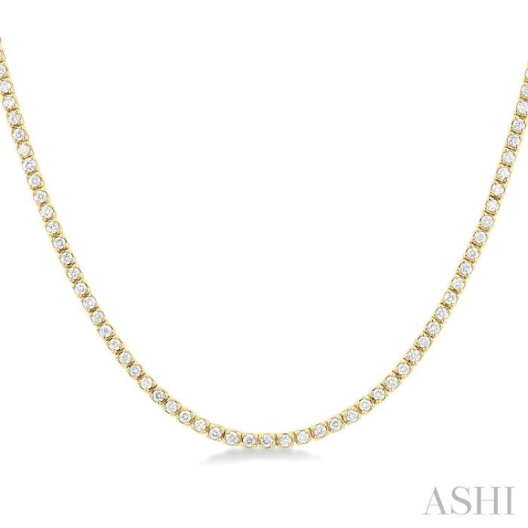 1 Ctw Round Cut Diamond Halfway Tennis Necklace in 14K Yellow Gold