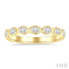 3/4 Ctw East-West Set Oval Cut Bezel Diamond Stackable Fashion Band in 14K Yellow Gold