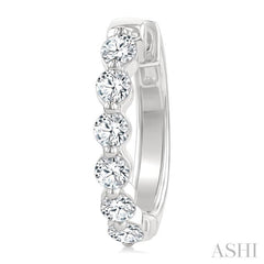 1 Ctw Prong Set Round Cut Diamond Hoop Earrings in 14K White gold