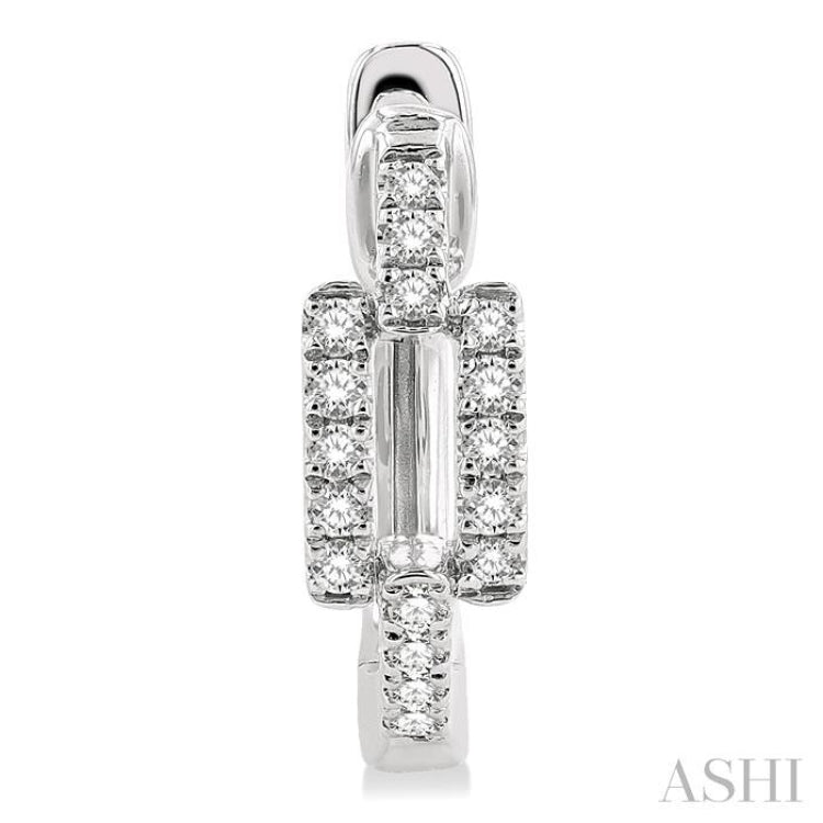 1/5 Ctw Petite Paperclip Round Cut Diamond Fashion Huggies in 10K White Gold