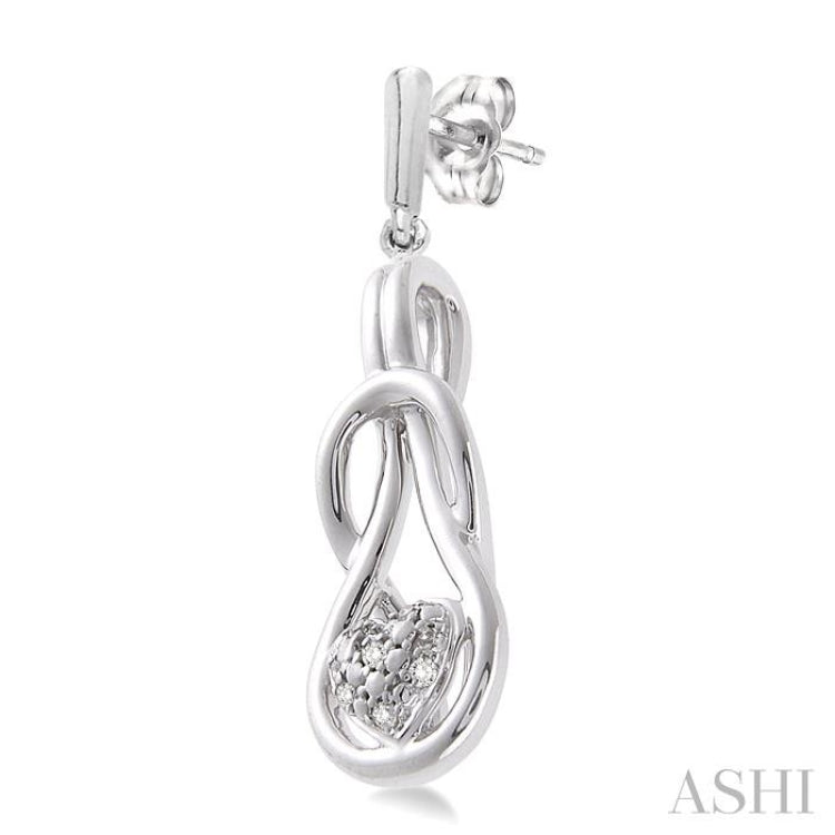 1/50 Ctw Heart Shape Single Cut Diamond Fashion Earrings in Sterling Silver