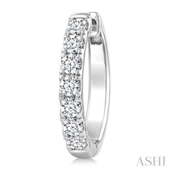 2 Ctw Round Cut Diamond Hoop Earrings in 14K White gold