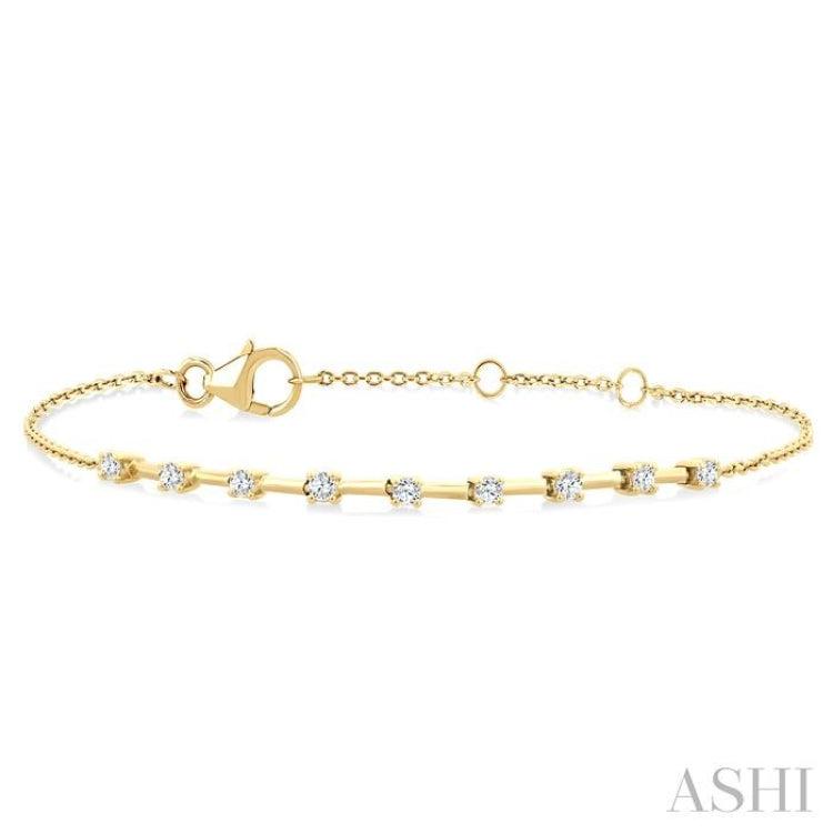 1/4 Ctw Round Cut Diamond Floating Fashion Chain Bracelet in 10K Yellow Gold