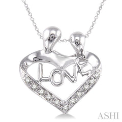 1/20 Ctw Single Cut Diamond Child & Mom Pendant in Sterling Silver with Chain