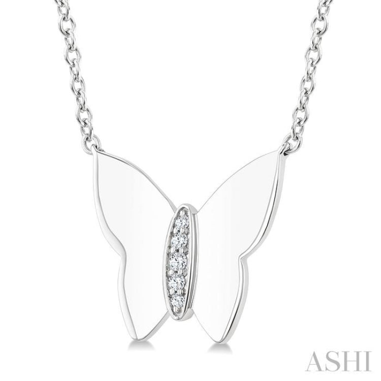 1/20 Ctw Butterfly Single Cut Diamond Fashion Pendant With Chain in Sterling Silver
