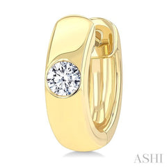 1/3 Ctw Bezel Set Round Cut Diamond Huggies in 14K Yellow Gold