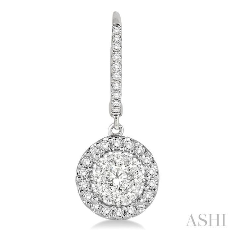 5/8 Ctw Round Cut Diamond Lovebright Earrings in 14K White Gold