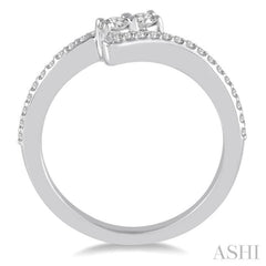 1/4 Ctw Twin Center Stone Parallel Split Shank Round Cut Diamond 2Stone Ring in 14K White Gold