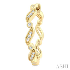 1/8 Ctw Wavy Pattern Single Cut Diamond Fashion Hoop Earrings in 10K Yellow Gold