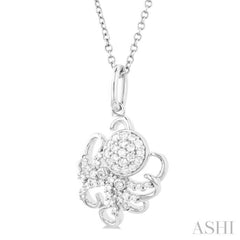 1/5 Ctw Petite Octopus Round Cut Diamond Fashion Pendant With Chain in 10K White Gold