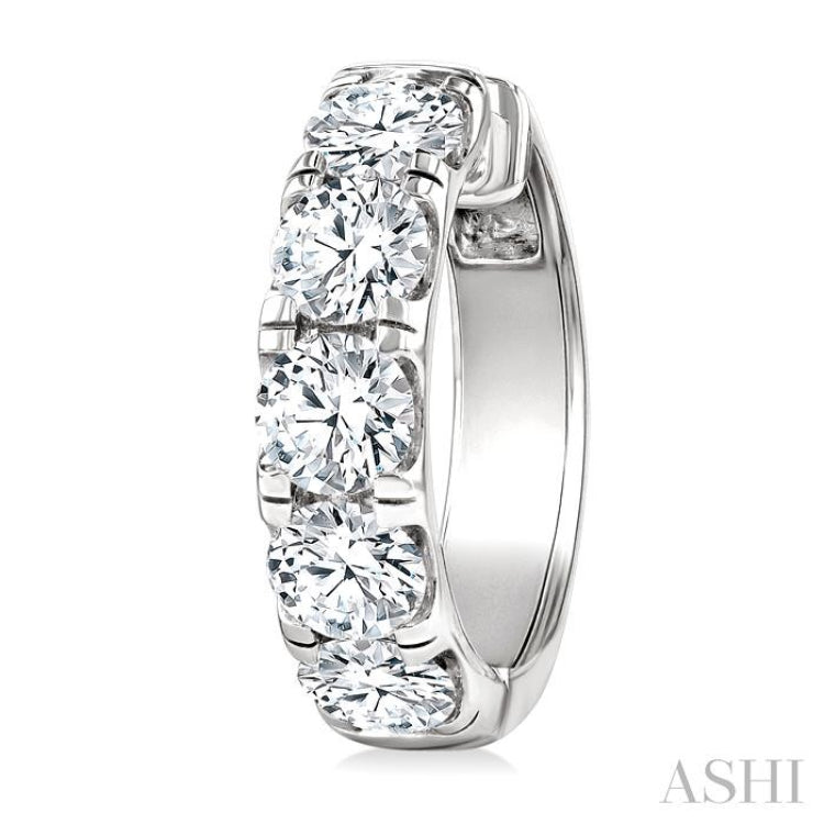 5 Ctw Round Cut Diamond Hoop Earrings in 14K White gold