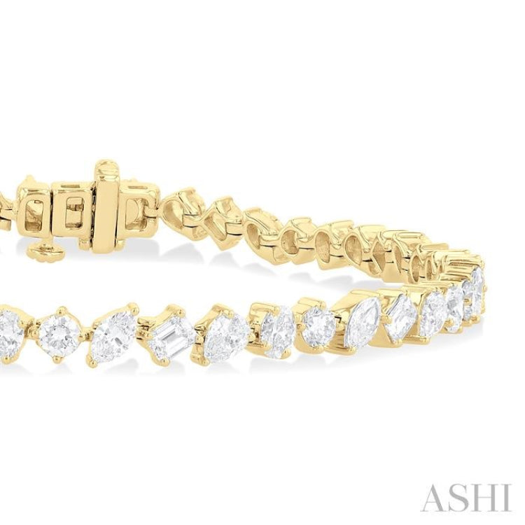 5 3/4 Ctw Mixed Shape Cut Diamond Fashion Bracelet in 14K Yellow Gold