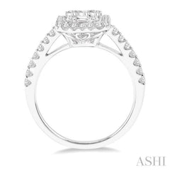 1/2 Ctw Baguette & Round Cut Fusion Diamond Ring in 14K White Gold