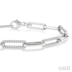 1 Ctw Round Cut Diamond Paperclip Bracelet in 14K White Gold