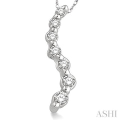 1/4 Ctw Swirl Journey Diamond Pendant in 14K White Gold with Chain
