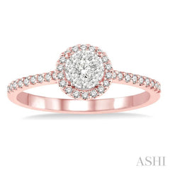 1/3 Ctw Round Shape Diamond Lovebright Ring in 14K Rose and White Gold
