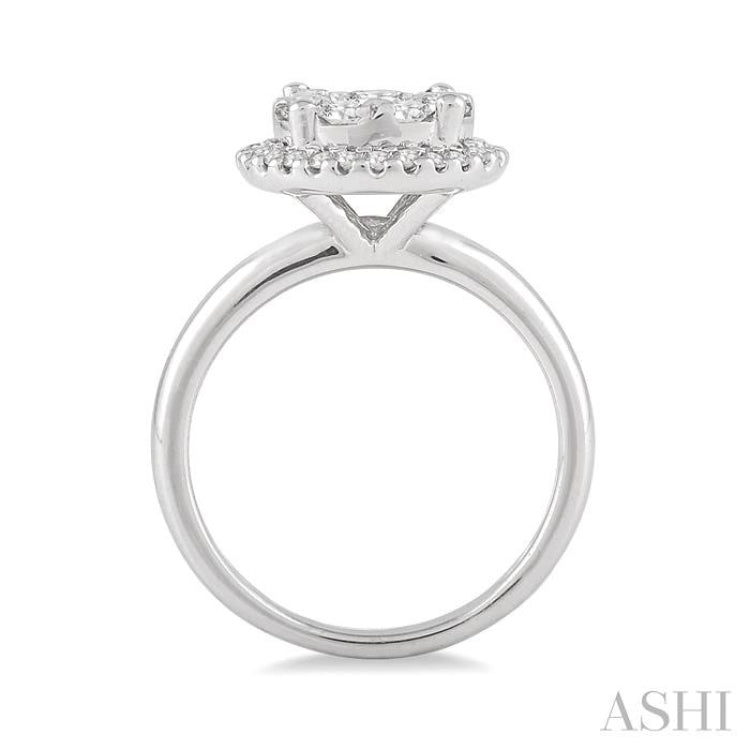 1/2 Ctw Lovebright Round Cut Diamond Engagement Ring in 14K White Gold