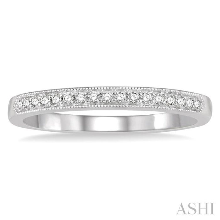 1/8 Ctw Round Cut Diamond Wedding Band in 14K White Gold