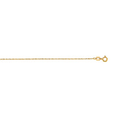 14K Yellow Gold .8mm Machine Rope 16 Chain (Carded) with Spring Ring Lock