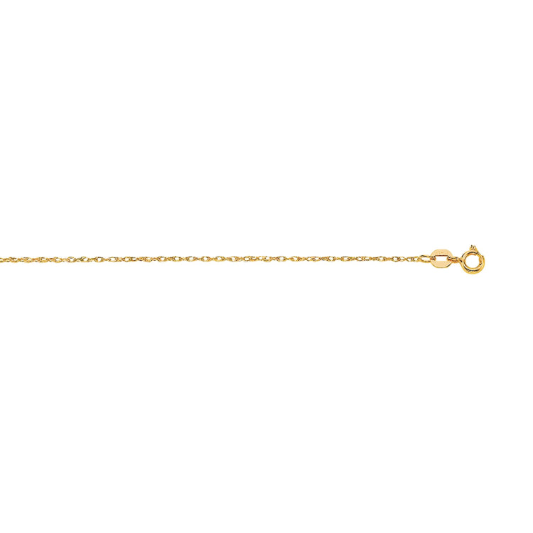 14K Yellow Gold .85mm Machine Rope 20 Chain (Carded) with Spring Ring Lock
