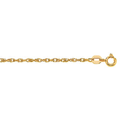 14K Yellow Gold 1.1mm Machine Rope 18 Chain (Carded) with Spring Ring Lock
