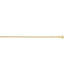 14K Yellow Gold 1.2mm Machine Rope 16 Chain (Carded) with Spring Ring Lock