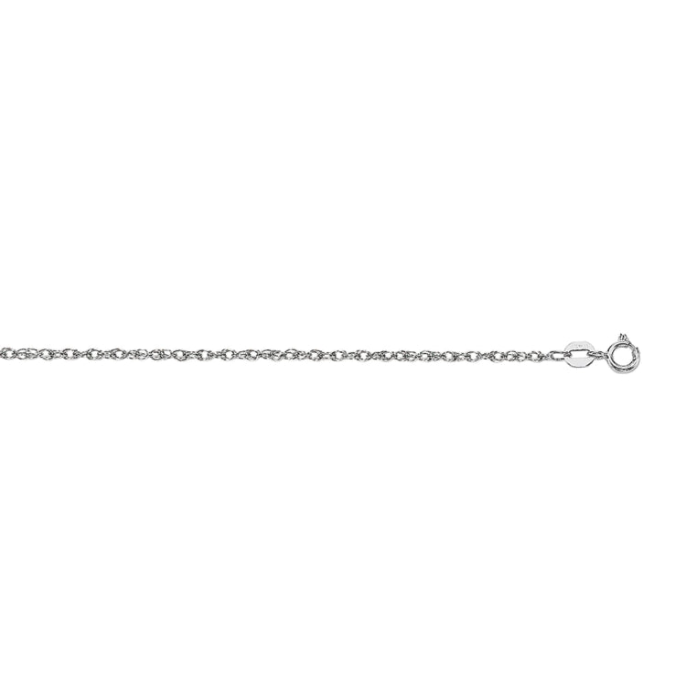 14K White Gold .95mm Machine Rope 16 Chain (Carded) with Spring Ring