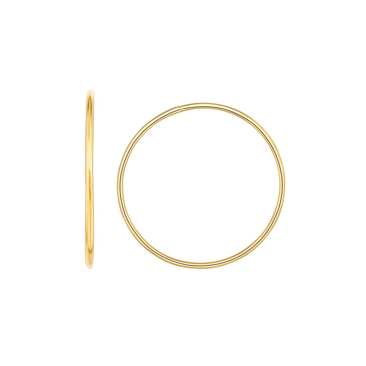 14K Yellow Gold 1.2x30mm Endless Hoop Earring