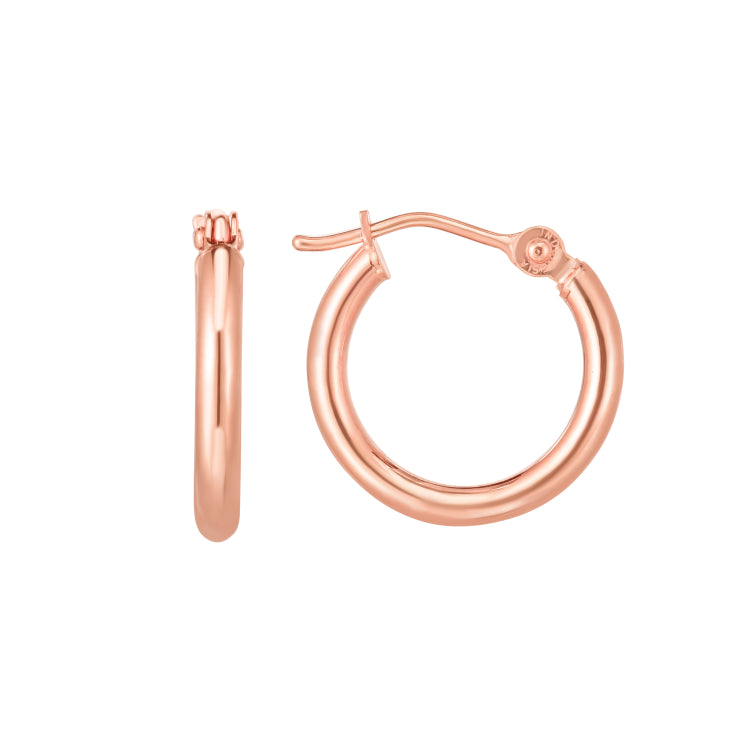 14K Rose Gold 2x15mm Hoop Earring View related hoops in this series here.