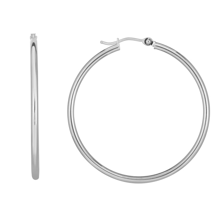 14K White Gold 2x40mm Hoop Earring View related hoops in this series here.