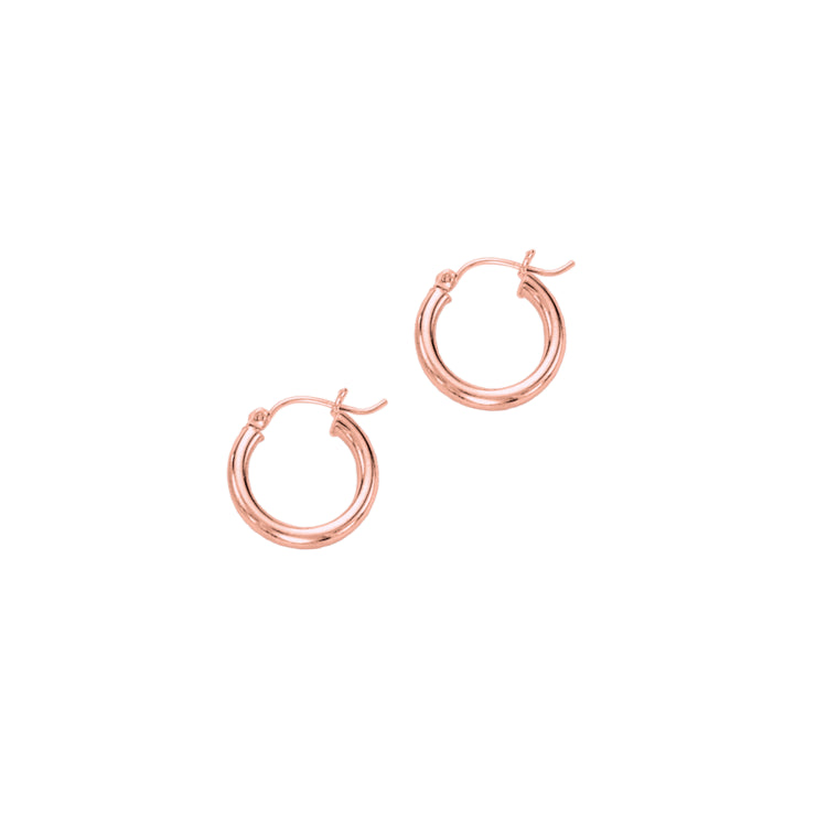 14K Rose Gold 3x15mm Hoop Earring