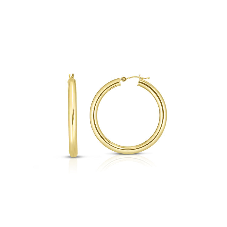 14K Yellow Gold 4x25mm Hoop Earring