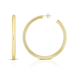 14K Yellow Gold 4x50mm  C Hoop  with Push Back Closure
