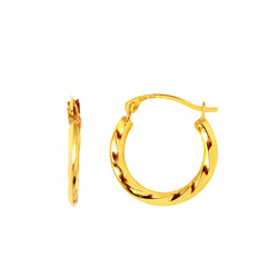 14K Yellow Gold  Twisted Back to Back Hoop Earring
