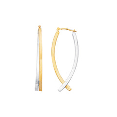 14K Yellow and White Gold Polished Hoop Earring
