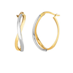 14K Yellow and White Gold Twisted Hoop Earring
