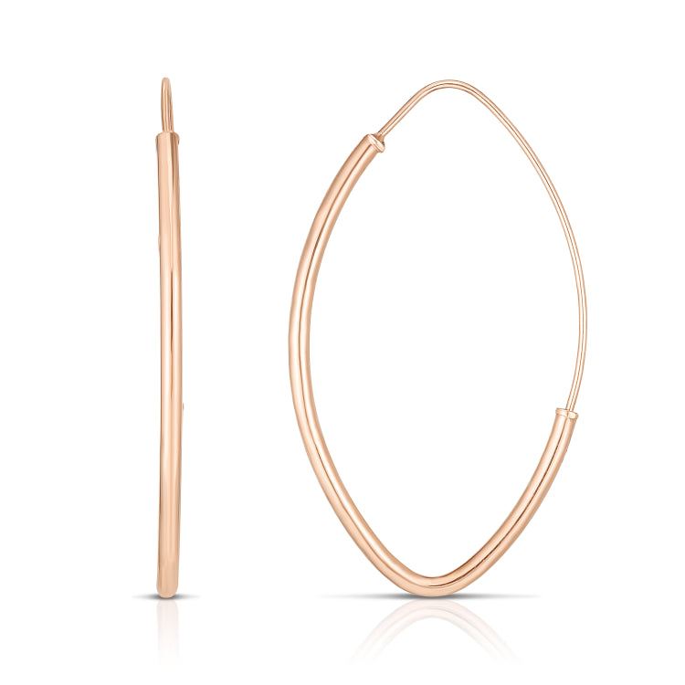 14K Rose Gold Small Polished Marquise Fashion Hoop Earring