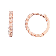14K Rose Gold Round Diamond Cut Huggie Earring