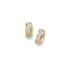 14K Yelllow & White Gold Center Huggie Earring