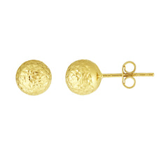 14K Yellow Gold 7mm Crystal Cut Post Earring