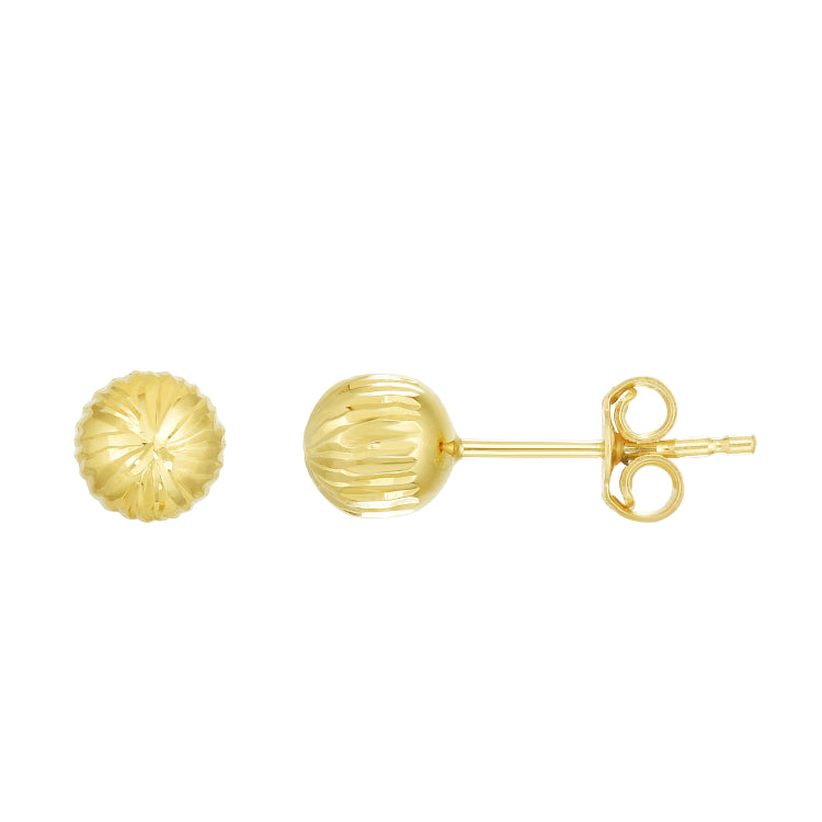 14K Yellow Gold 5mm Linear Cut Post Earring
