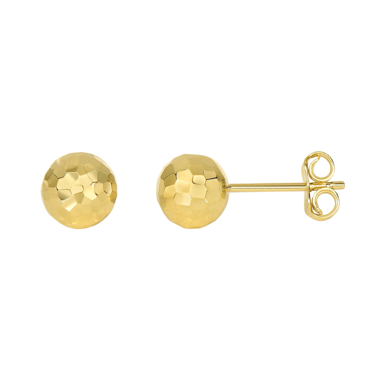 14K Yellow Gold 7mm Diamond Cut Post Earring
