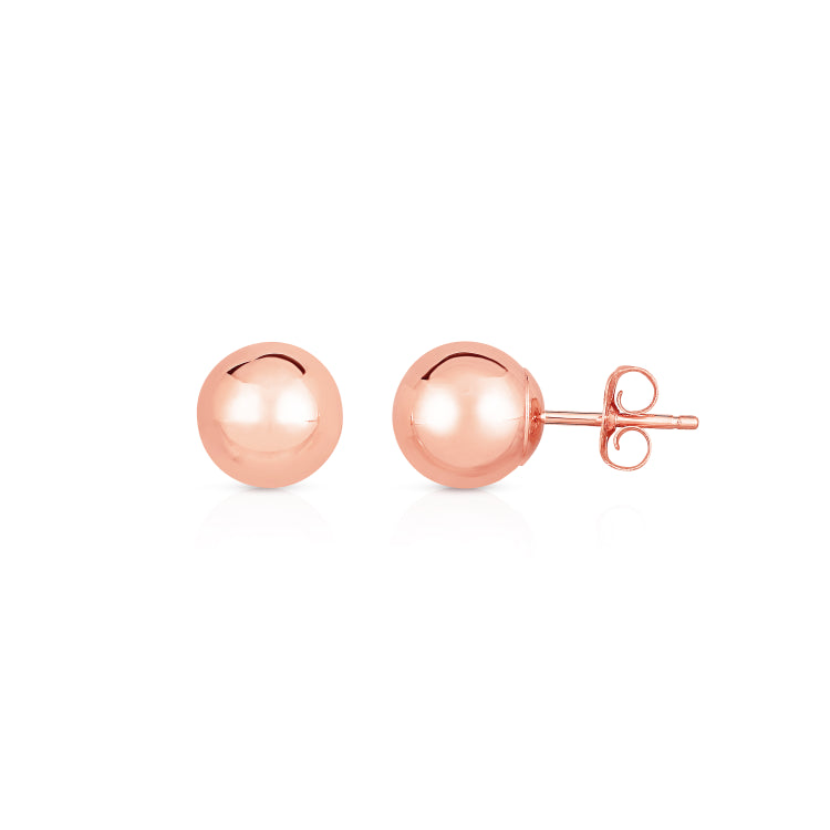 14K Rose Gold Polished 7mm Post Earring