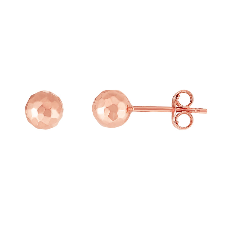 14K Rose Gold 5mm Faceted Post Earring